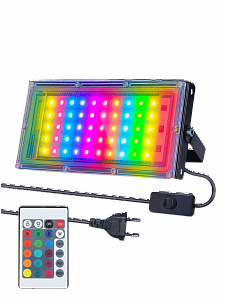 Прожектор светодиодный RGB с пультом, 50Вт с вилкой 220В Огонёк OG-LDP49C